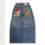 Huibaolu Wide-Legged Jeans Jnco Street Hip-Hop Personality Y2K Straight Casual Pants