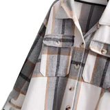 Huibaolu Style Pocket Plaid Blouse Shirt Jacket In Autumn