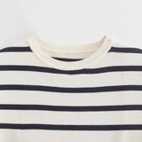 Huibaolu New Short Style Slim Short-Sleeved Striped Knitted Blouse In Autumn