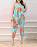 Huibaolu Independent Station New Spring And Summer Floating Edge Printed One-Piece Trousers Spot