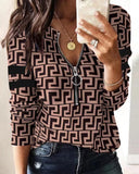 Huibaolu Independent Station Fashion Printed Zipper Long-Sleeved New Casual Blouse