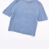 Huibaolu New Short-Sleeved High-Necked Jumper Slim Short-Style Knitted Sweater 2142206