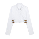 Huibaolu Spring Belt Lapel Trench Coat Fabric Short Shirt 7385003