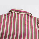 Huibaolu Striped Satin Casual Shirt 8160562 In Autumn