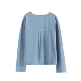 Huibaolu New French Short Version V-Collar Shirt A-Shaped Skirt Pull-Rope Straight Jeans