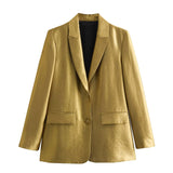 Huibaolu Early Spring, The New Gold Straight-Cut Suit Jacket 8753599 Vertical Trousers Suit