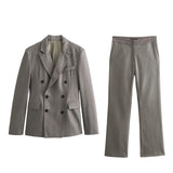 Huibaolu Double-Breasted Suit Jacket 2208425 Blended Straight Trousers 2202425 Suit