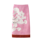 Huibaolu New Blended Printed Split Straight Skirt 2394119