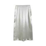 Huibaolu New Satin Champagne Medium-Long Fashionable Half Skirt