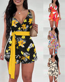 Huibaolu Independent Station Spring And Summer New Printed Belt Shorts Set In Stock