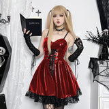 Huibaolu Autumn New Sexy Halter Dress Dark Death Note Leather Strap A Pendulum Dress For Women