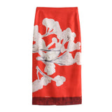 Huibaolu New Blended Printed Split Straight Skirt 2394119