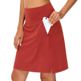 Huibaolu Solid Color Medium Waist Skirt Golf Skirt Sports Tennis Yoga Five-Point Skirt Trousers