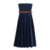 Huibaolu Spring Dress With Belt And Denim Breast 6164072