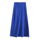 Huibaolu And Winter New Slim Version Satin Long Solid Color Half Skirt