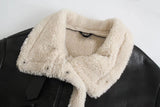 Huibaolu Winter Women's Wear Street Fashion Plush Fur Integrated Jacket