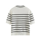 Huibaolu New Summer Style Small Fragrant Style Button Design Striped Cardigan