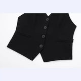 Huibaolu Spring Style Back Hollowed-Out Cut Buckle Vest 1608123