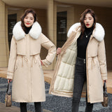 Dress Three Wear Detachable Pie To Overcome The New Down Cotton Clothes Waist Show Thin And Thick Cotton Coat