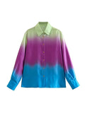 Huibaolu Spring Tie-Dye Printed Fashion Leisure Long-Sleeved Shirt