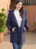 Huibaolu Women's Autumn And Winter New Large-Size Hooded Warm And Slim Down Cotton Jacket With Medium-Long Style