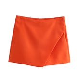 Huibaolu New Korean Version Of High Waist And Long Legs Asymmetrical Candy Colored Skirt Skirt Pants