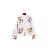 Huibaolu New Spring 2024 Style Neck V-Collar Printed Seersucker Shirt