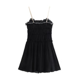 Huibaolu Spring Style Small Bow Decorated With Texture Slim Suspender Dress 7200304