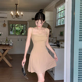 Huibaolu Show Chest A Dress Summer New Ins Gentle Lady Style Solid Color Short Skirt Girl