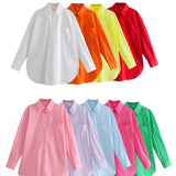 Huibaolu Ins14 Color Pocket Decoration Women's Basic Long-Sleeved Shirt In Spring And Summer Of 2024