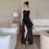 Huibaolu Pleated Satin Dress 2024 New Summer Dress With Elegant Style And High Sense Of Style