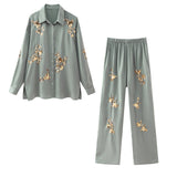 Huibaolu Spring Sequins Set With Loose Shirt Sequins And Straight Trousers