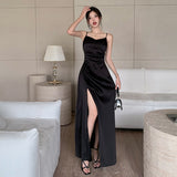 Huibaolu Pleated Satin Dress 2024 New Summer Dress With Elegant Style And High Sense Of Style