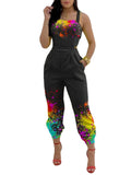 Huibaolu New Independent Station Fashion Strap Popular Style Positioning Printed Jumpsuit Stock