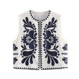 Huibaolu New Embroidered Round-Neck Cardigan In Summer Is Fashionable Vest.