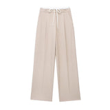 Huibaolu New Double Waistband Wide-Legged Pants Casual Pants 1608225