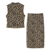 Huibaolu Summer Animal Print Knitted Blouse 5584202 Half Skirt 5584203