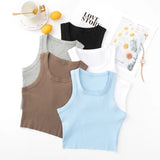 Huibaolu New Round Collar Solid Color Sports Short Blouse With A Slimmed Edge, A Small Vest.