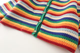 Huibaolu Rainbow Striped Round Neck Knitted Cardigan Short Sweater In Summer