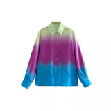 Huibaolu Spring Tie-Dye Printed Fashion Leisure Long-Sleeved Shirt