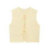 Huibaolu Summer Bow Bow V-Collar Sleeveless Knitted Vest 5698506