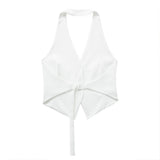 Huibaolu New Single-Breasted Shoulder Buckle Collar Halter Vest 7926446