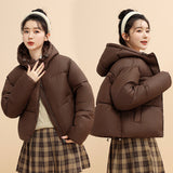 Bean Wind Hooded Down Cotton Clothes Female 2024 Autumn And Winter New Padded Clothes Small Bread Clothes Korean Version Short Coat