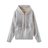 Huibaolu New Metal Color Hooded Hooded Knitted Sweater 2893157