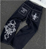 Huibaolu Wide-Legged Jeans Jnco Street Hip-Hop Personality Y2K Straight Casual Pants