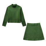 Huibaolu Spring Style Loose Rib Sweater 5755007 Knitted Half Skirt Suit