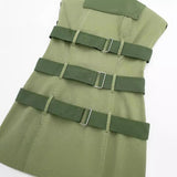 Huibaolu Spring Style Tooling Belt Vest Skirt Short Dress 5427301