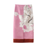 Huibaolu New Blended Printed Split Straight Skirt 2394119