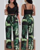 Huibaolu Independent Station Spring And Summer New Fashion Printing Suspenders To Attract 2-Piece Sets Of Trousers