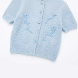 Huibaolu New Embroidered Slim Short-Sleeved Round-Neck Knitted Coat 3920131